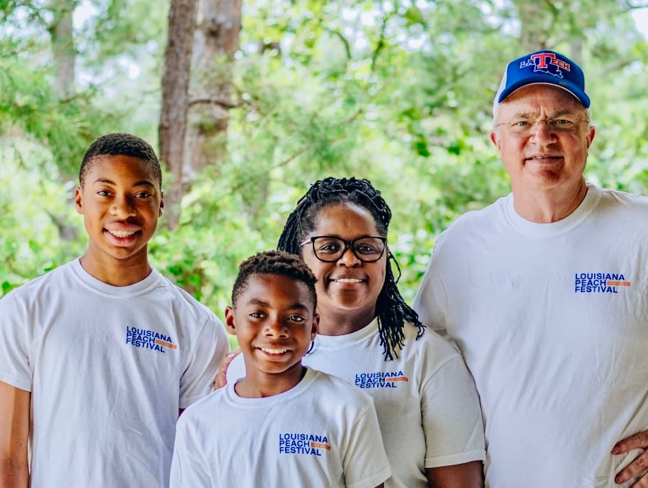 Bruce Siegmund with his family at the Louisiana Peach Festival